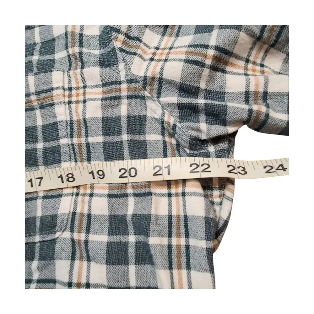 Sonoma Green Brown Plaid Print Long Sleeve Button Down Shirt L